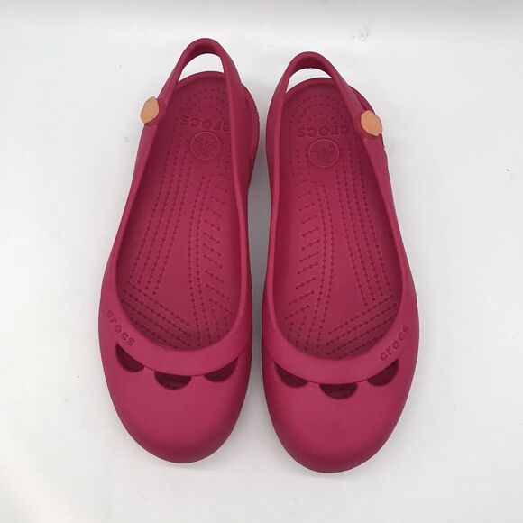 Crocs Jayna Slingback Flats Women's size 7 Fushia Pink Sandals Slip On Shoes - Picture 5 of 11